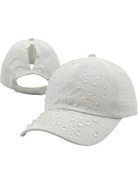 〽️Women Drying White High Ponytail Baseball Cap Trucker Bad Hair Day Adjustable